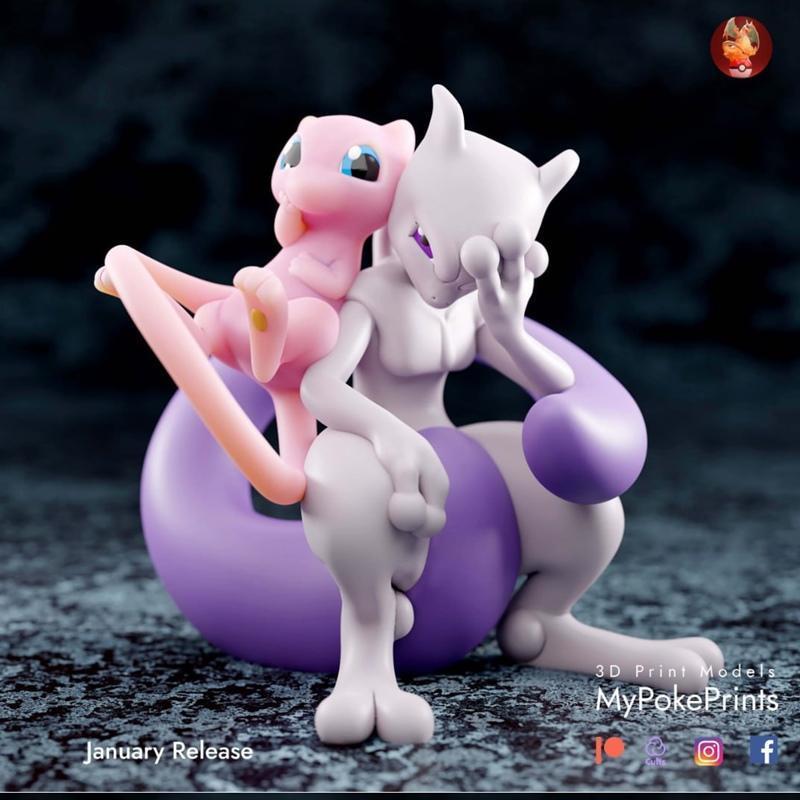 宝可梦Mew与Mewtwo 3D打印模型|Mew and Mewtwo – 3D Print Model STL