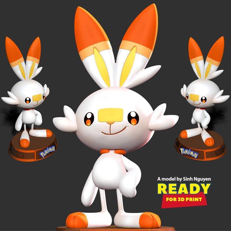 Scorbunny -宝可梦 -3D打印模型|Scorbunny – Pokemon Fanart – 3D Print Model STL