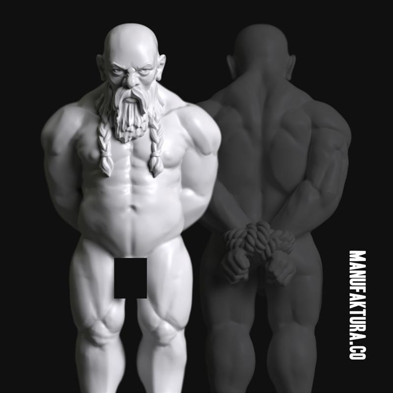 系列36 - 裸体束缚男性矮小囚犯奴隶 3D打印模型|Sub Series 36 – Naked and Bound Male Dwarf Prisoner Slave – 3D Print Model STL