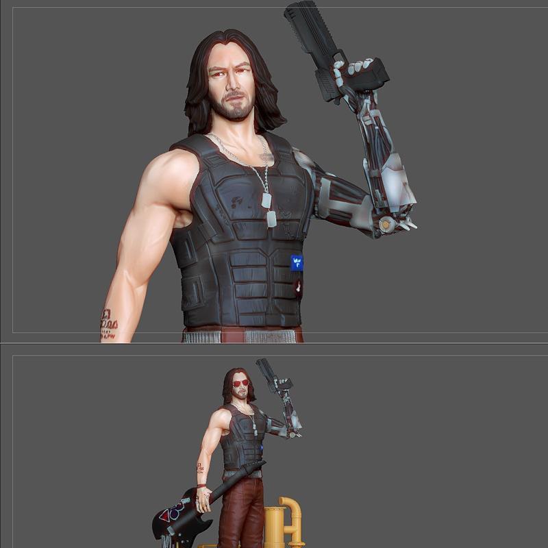 赛博朋克2077 Johnny Silverhand 3D打印模型|Johnny Silverhand Statue Cyberpunk 2077 Game Character Keanu – 3D Print Model STL