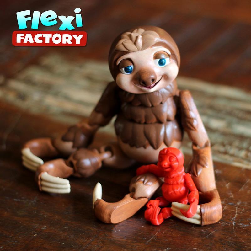 柔性工厂可爱自贴印花懒懒兽 3D打印模型 STL|Flexi Factory Cute Flexi Print-in-Place Sloth – 3D Print Model STL