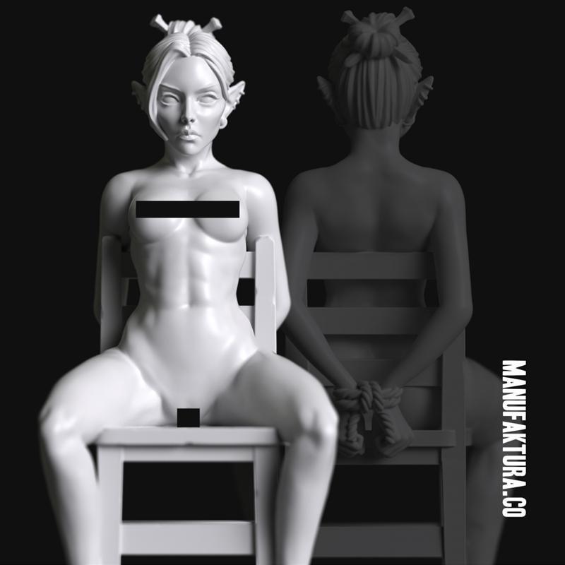 系列86a -  female shadow elf囚徒奴隶3D打印模型|Sub Series 86a – Naked and Bound Female Shadow Elf Prisoner Slave – 3D Print Model STL