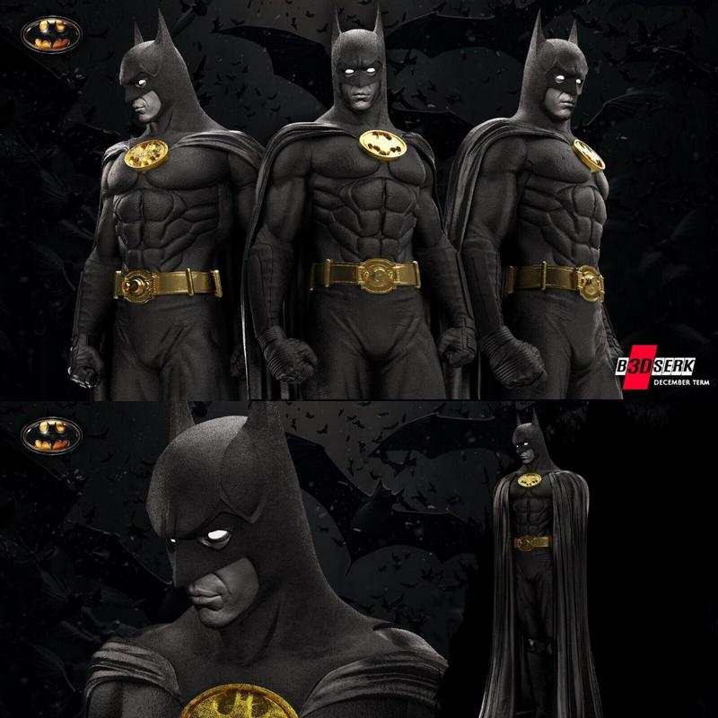 B3DSERK - 微型蝙蝠侠雕像 3D打印模型|B3DSERK – Batman Michael Keaton Statue – 3D Print Model STL