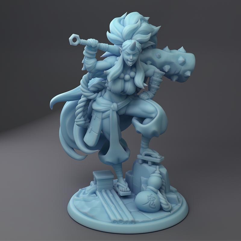 双女神迷你模型——恶魔蛮族与性感风潮版 3D打印模型|Twin Goddess Miniatures – Oni Barbarian and Pinup Version – 3D Print Model STL