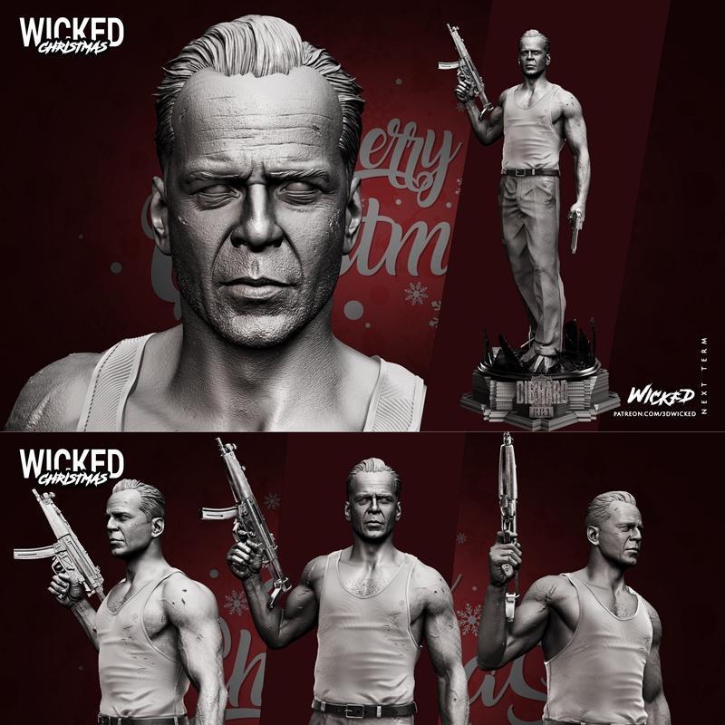 WICKED约翰·麦克莱恩3D打印模型|WICKED – John Mc Clane Statue – 3D Print Model STL