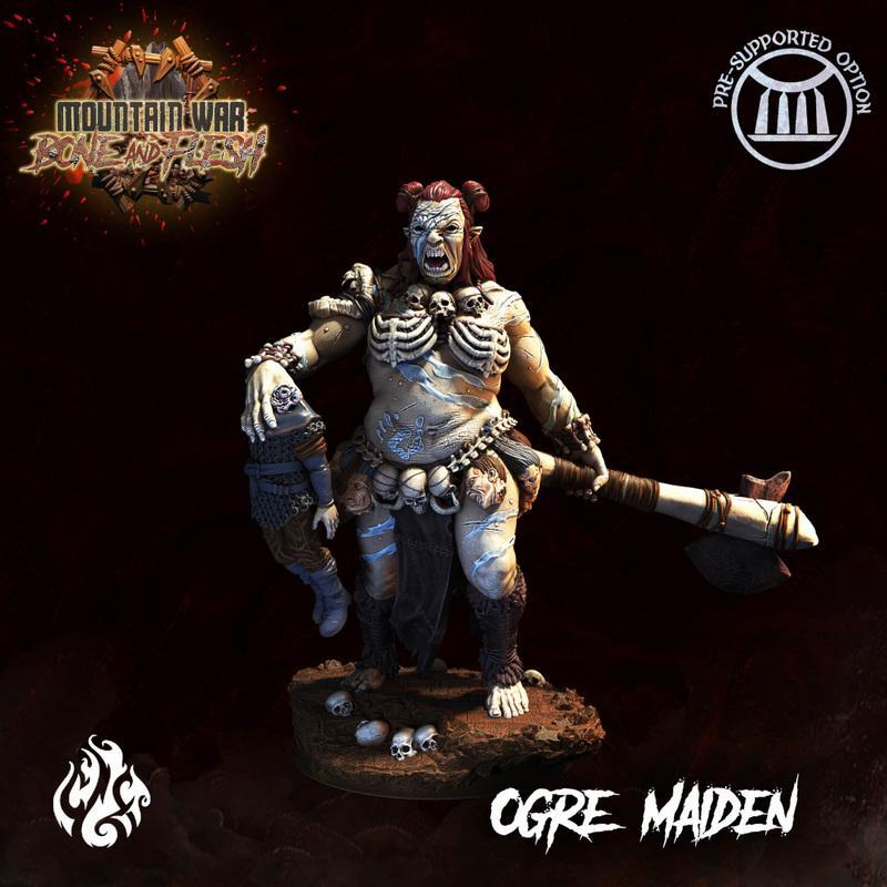 山之战·骨肉之躯·兽人少女 3D打印模型|Crippled God Foundry – Mountain War – Bone and Flesh – Ogre Maiden – 3D Print Model STL
