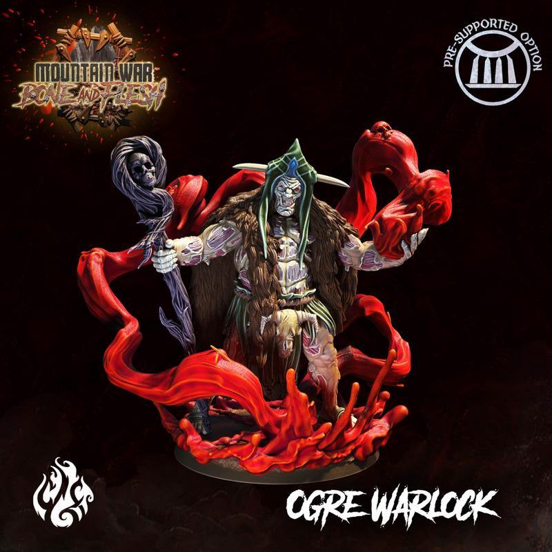 骨与肉之战：山之战争—— Ogre血之巫师 3D打印模型|Crippled God Foundry – Mountain War – Bone and Flesh – Ogre Blood Warlock – 3D Print Model STL