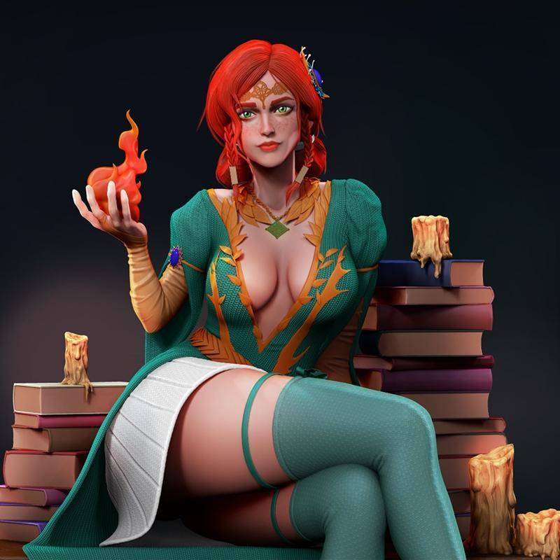 三渲二风格《巫师》Triss梅里戈德3D打印模型|Triss Merigold – Witcher – 3D Print Model STL