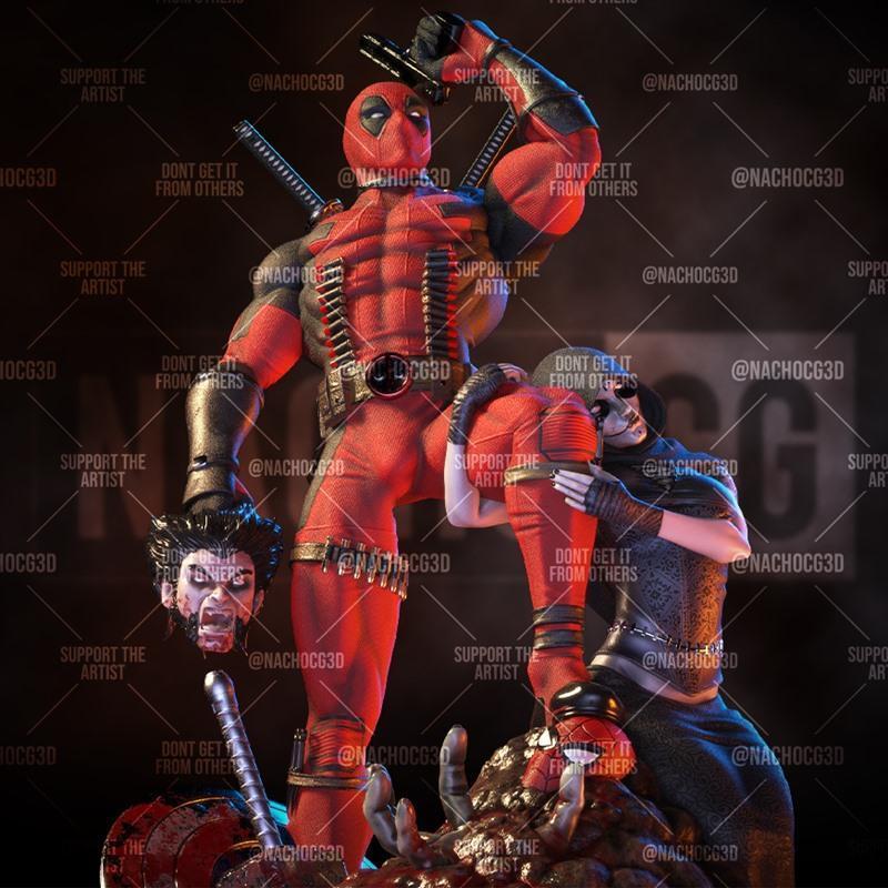 死侍3D打印模型雕塑|Deadpool Kills Marvel Statue – 3D Print Model STL