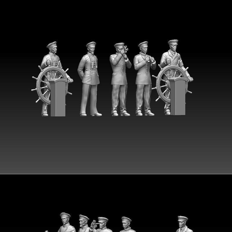 帆船船长与军官3D打印模型|Captain and Offecers of Sailing Ship – 3D Print Model STL
