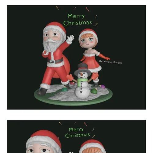 圣诞动漫Chibi迪奥拉模型 3D打印 STL|Santa Claus Anime Chibi Diorama Christmas – 3D Print Model STL