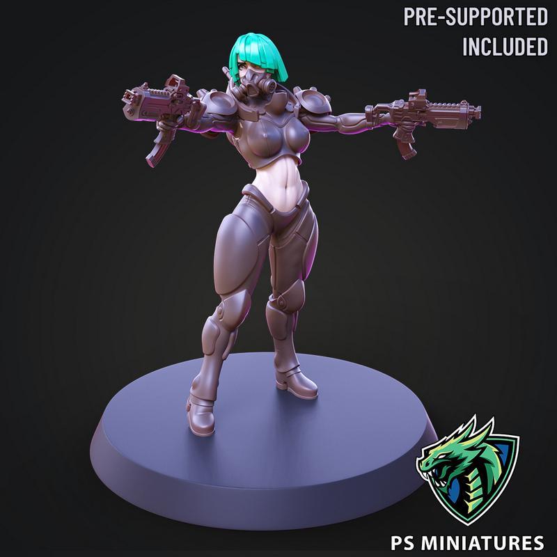 赛博朋克佣兵姿态3D打印模型|PS Miniatures – Cyberpunk Mercenary Pose 3 – 3D Print Model STL