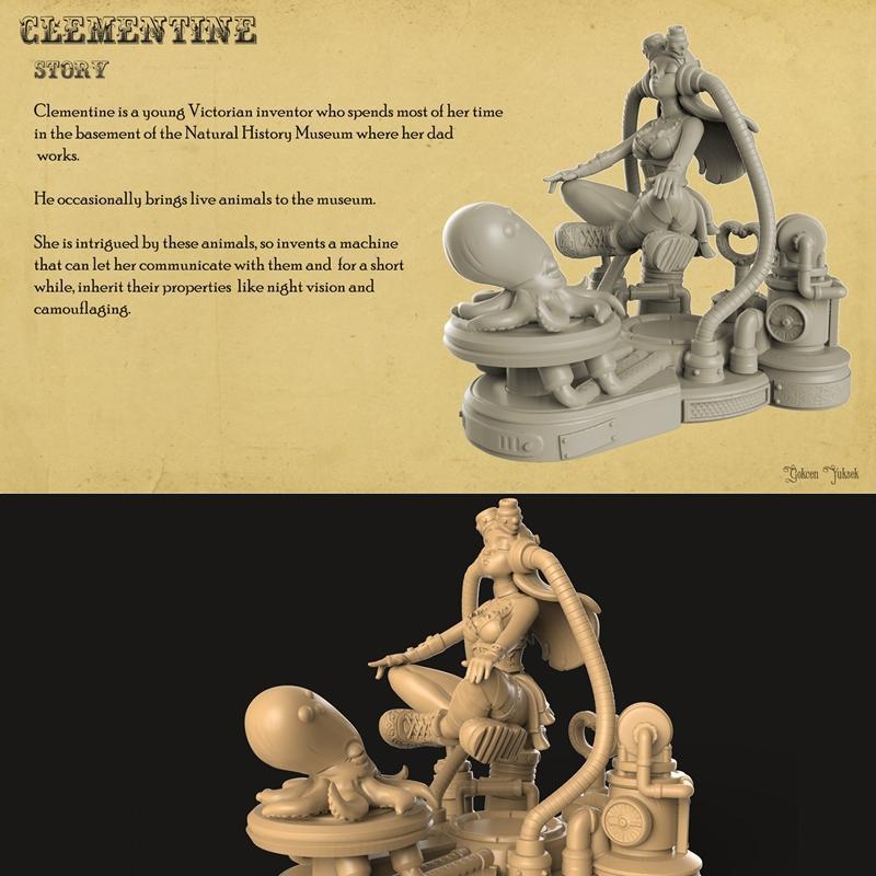 蒸汽朋克克莱门汀 3D打印模型|Gokcen Yuksek – Steampunk Clementine – 3D Print Model STL
