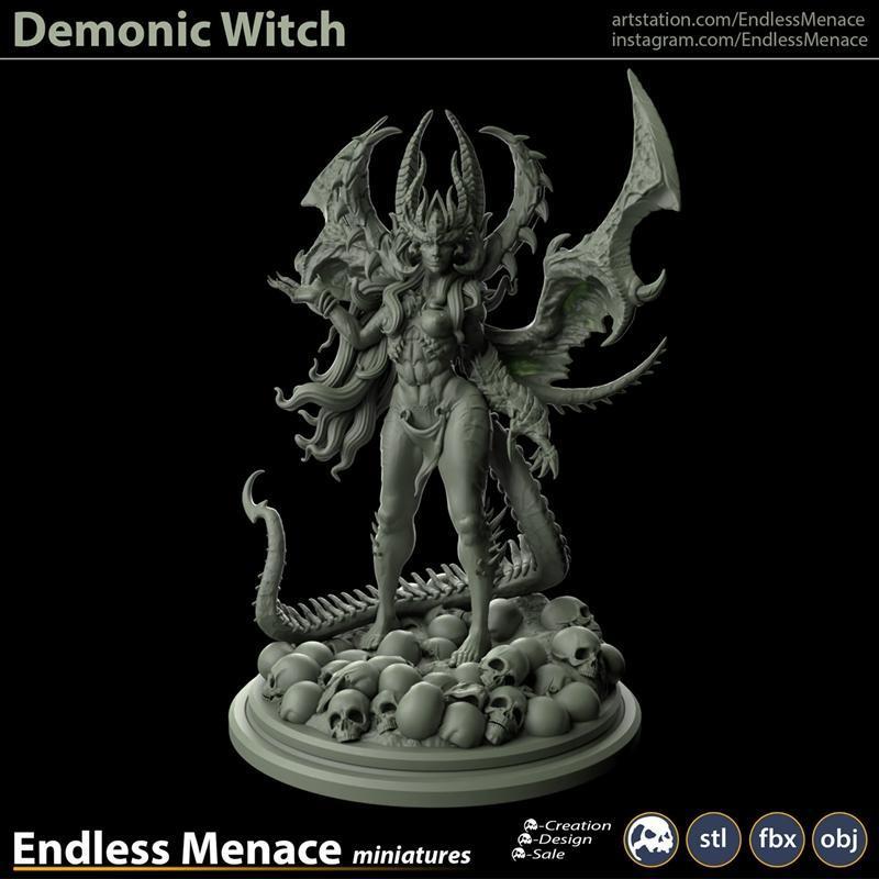 恶魔巫女 3D打印模型|Demonic Witch – 3D Print Model STL