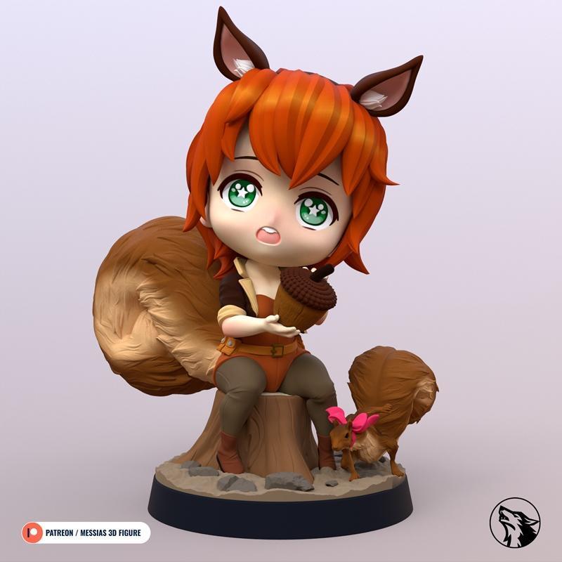 小浣熊3D打印模型|Squirrel Girl Chibi – 3D Print Model STL