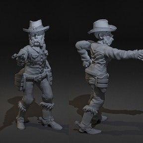 午时凶案 小型枪手 3D打印模型|High Noon Miniature Set The Gunslinger – 3D Print Model STL