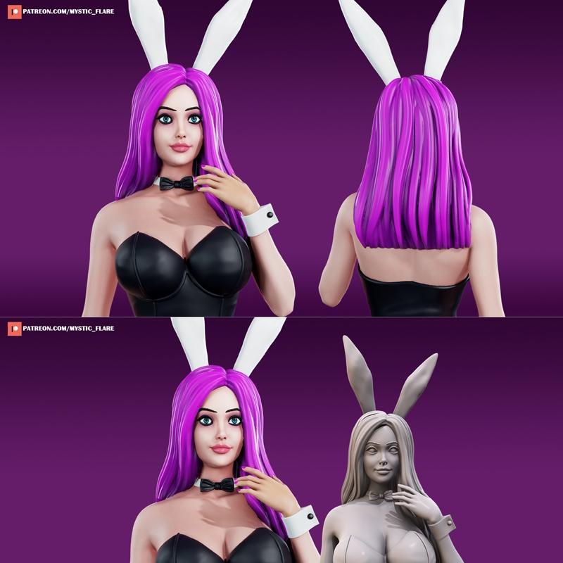 3D打印兔女郎模型|Bunny Girl Bust – 3D Print Model STL