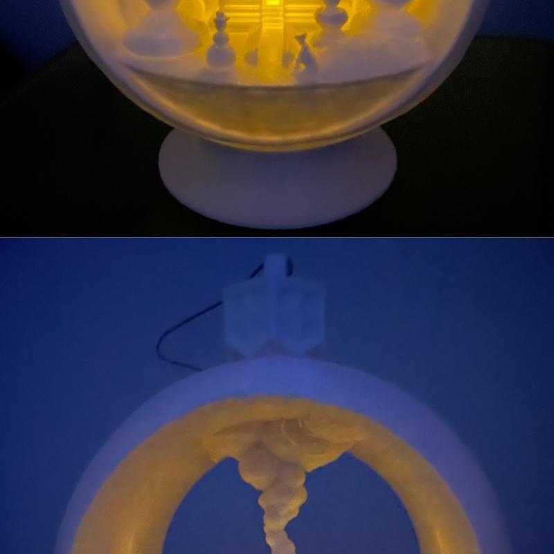 雪球烛台装饰品——冬日小屋风格3D打印模型|Snow Globe Votive Ornament – Winter Cabin – 3D Print Model STL