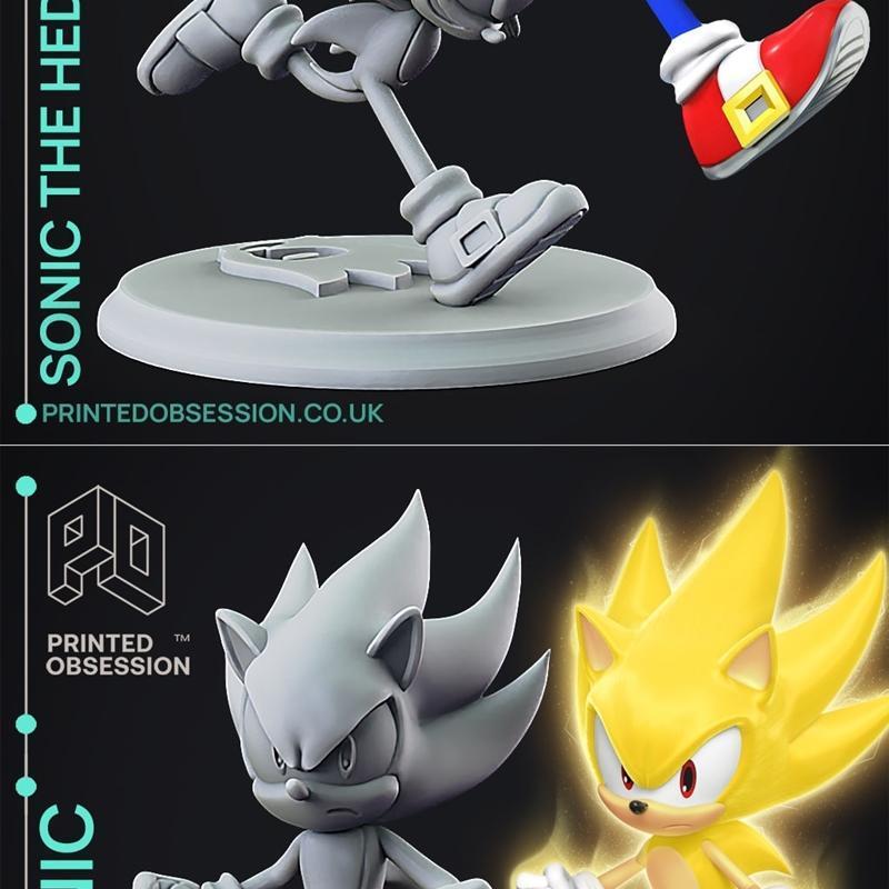 印刻热爱：刺猬索尼克与超级索尼克3D打印模型|Printed Obsession – Sonic The Hedgehog and Super Sonic – Sonic the Hedgehog-Fan Art – 3D Print Model STL