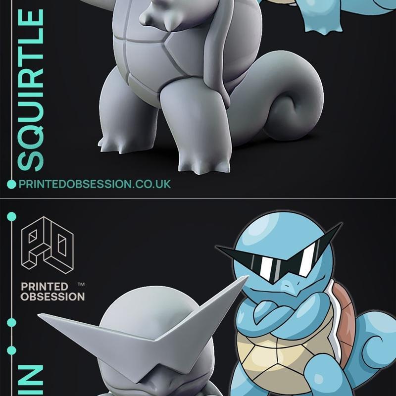 喷火龙与喷火龙（渐变色）3D打印模型|Printed Obsession – Squirtle and Squirtle with shades – 3D Print Model STL