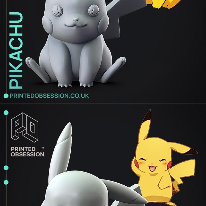 3D打印模型：宝可梦pkachu与皮卡丘萌翻全场|Printed Obsession – Pkachu and Pikachu 2 – Embarrised – 3D Print Model STL