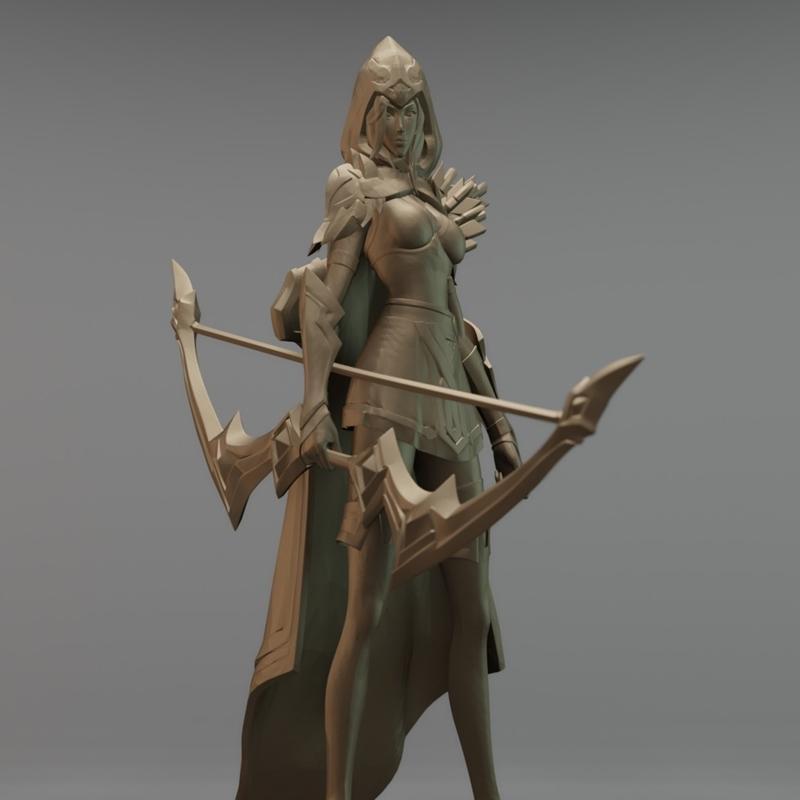 英雄联盟 Ashe 3D打印模型|Ashe League of Legends – 3D Print Model STL