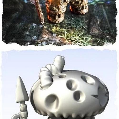 黑曜石游戏-部落蘑菇-3D打印模型|Black Scrolls Games – Tribal Shroom – 3D Print Model STL