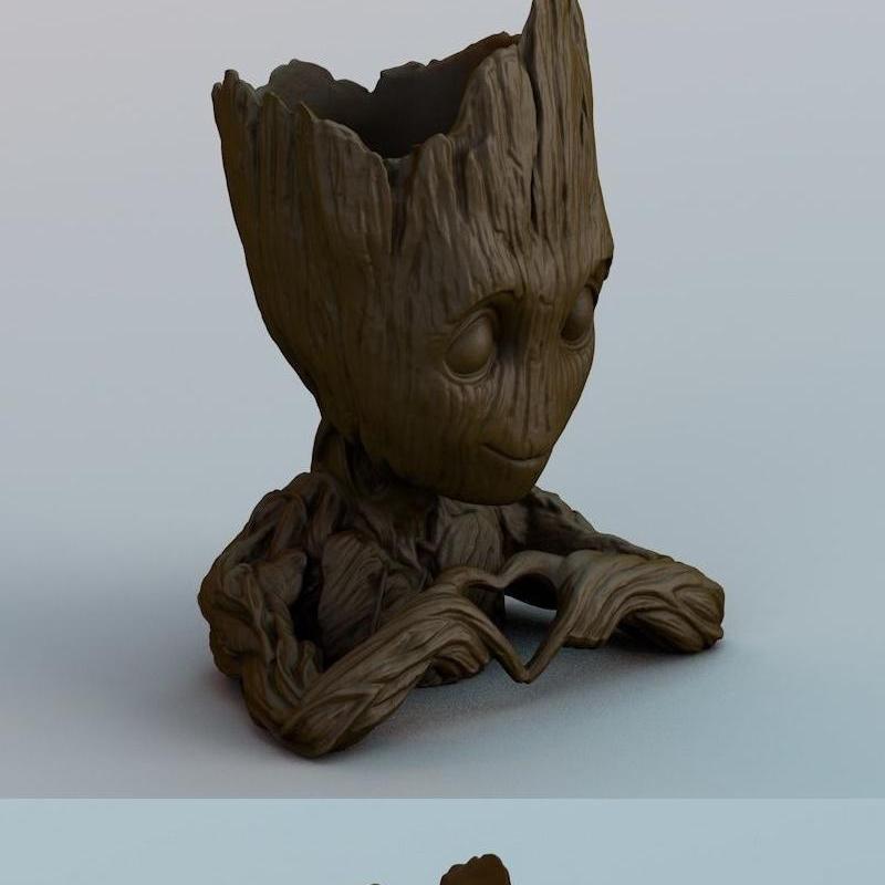 Groot心形3D打印模型|Baby Groot Heart – 3D Print Model STL
