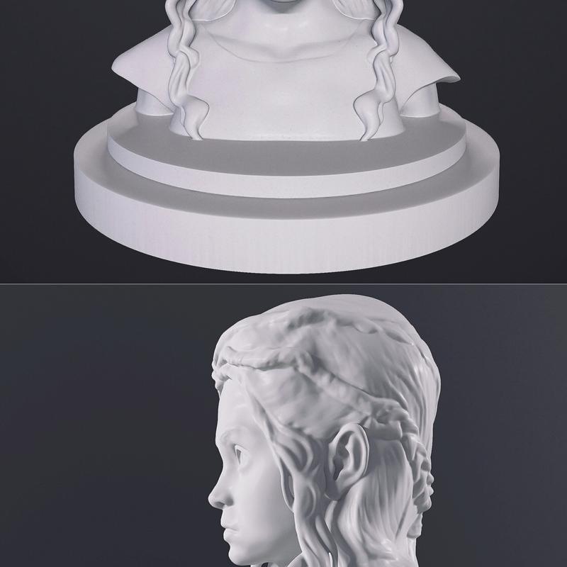 龙女王丹妮莉丝·坦格利安 3D打印模型|Kid Daenerys Targaryen Bust – 3D Print Model STL
