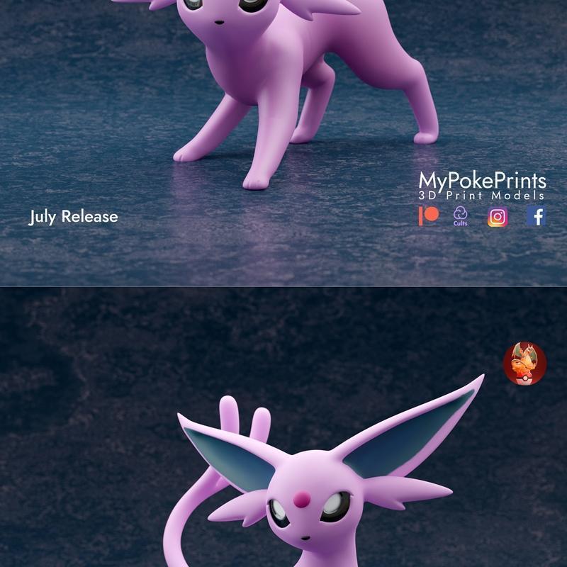 MyPokePrints - 宝可梦 伊能 3D打印模型|MyPokePrints – Espeon 1-2 – 3D Print Model STL