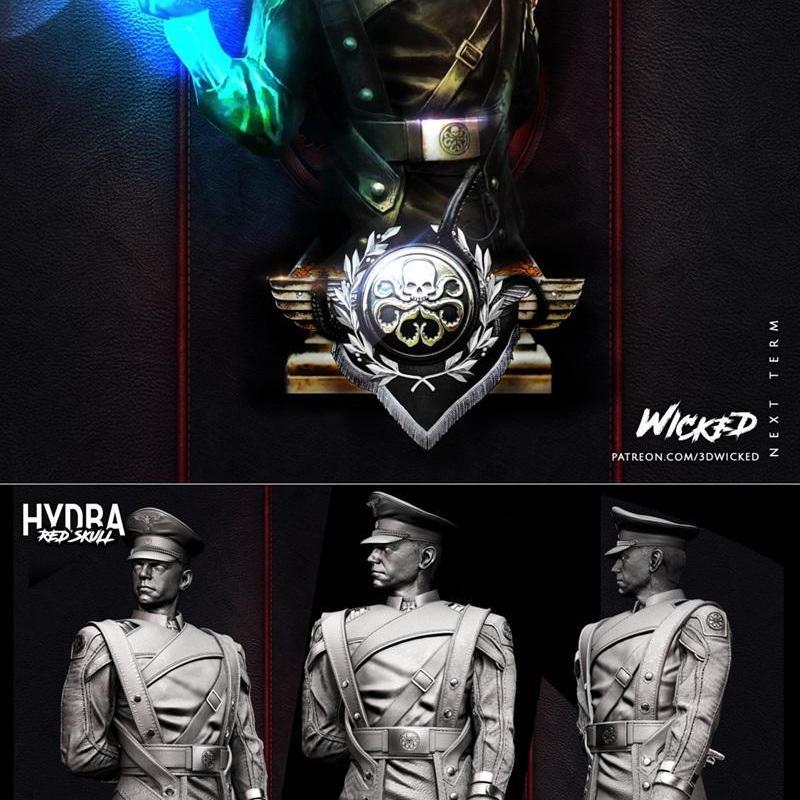 邪恶王冠——红骷髅雕像及头像 3D打印模型|Wicked – Red Skull – Statue and Bust – 3D Print Model STL