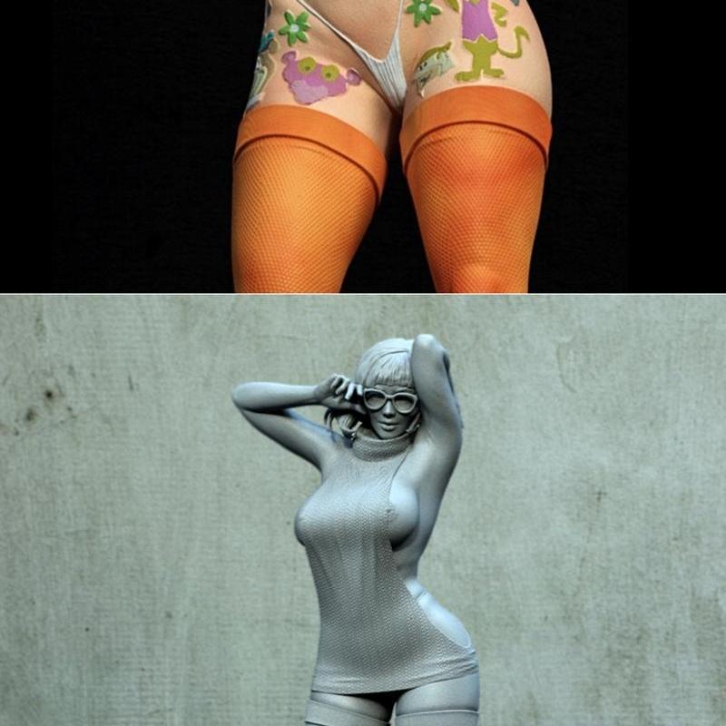 性感纹身女角色3D打印模型|Sexy Tatted Velma and NSFW Version – 3D Print Model STL