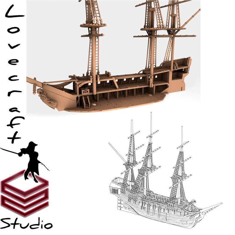 La Concorde – 战舰模型 – 3D打印文创版|La Concorde – Frigate – 3D Print Model STL