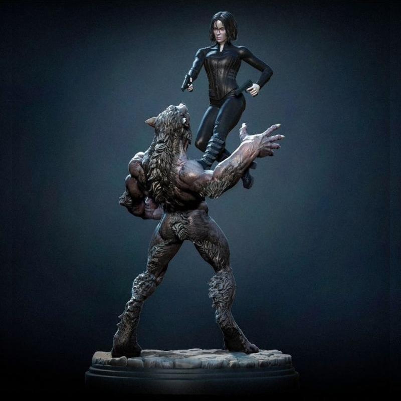 赛琳娜对战狼人：地下世界3D打印模型|Selene vs Werewolf Underworld – 3D Print Model STL