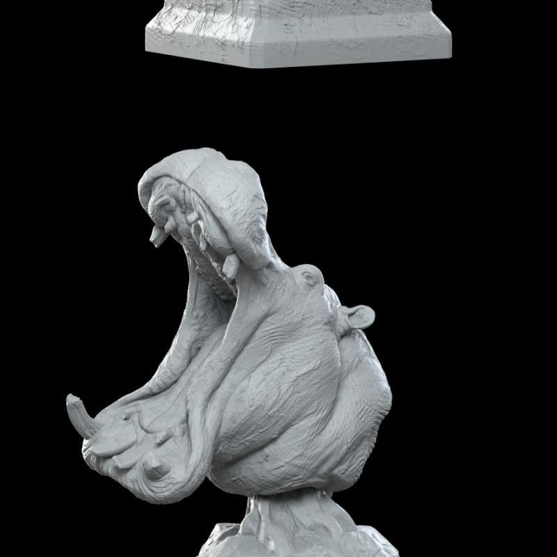萨凡纳草原巨象 3D打印模型|Savanna Bust Hippo – 3D Print Model STL