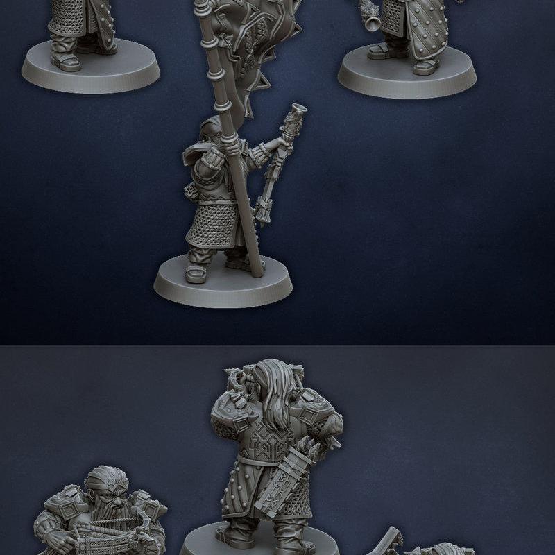 龙湖——矮人族弓箭手——3D打印模型|Dragons Lake – Dwarf Clan Marksmen – 3D Print Model STL