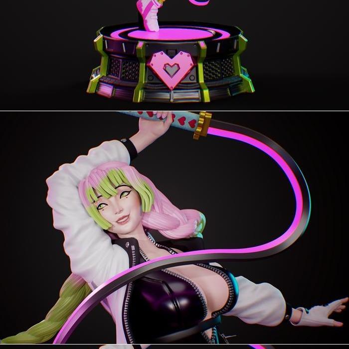 坎罗吉·美姬赛博朋克3D打印模型|Inaki Sculpts – Kanroji Mitsuri Cyberpunk – 3D Print Model STL