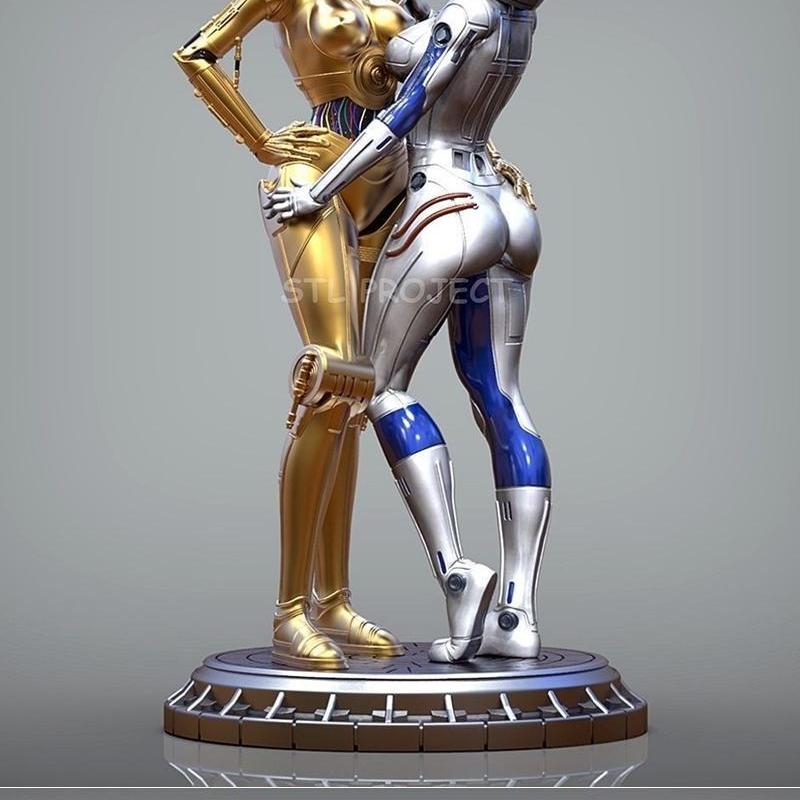 星球大战C3PO胡迪3D打印模型|Star Wars C3PO R2D2 Female – 3D Print Model STL