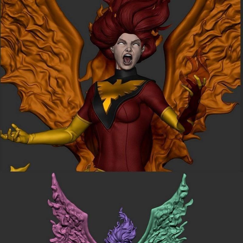 Jean与暗火凤凰——3D打印模型|Jean and Dark Phoenix – 3D Print Model