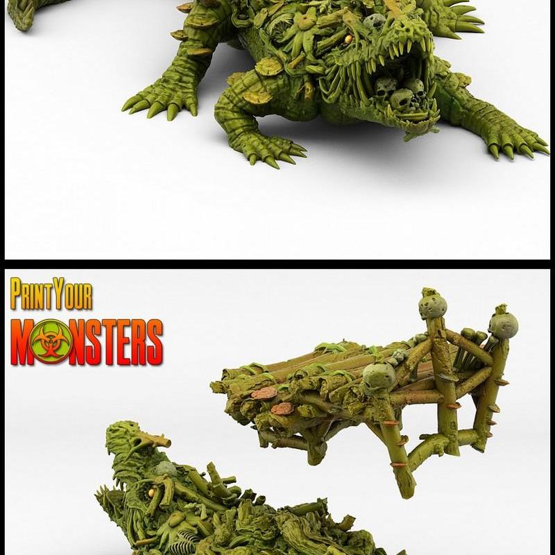 3D打印模型：沼泽鳄鱼|Print Your Monsters – Swamp Crocodile – 3D Print Model