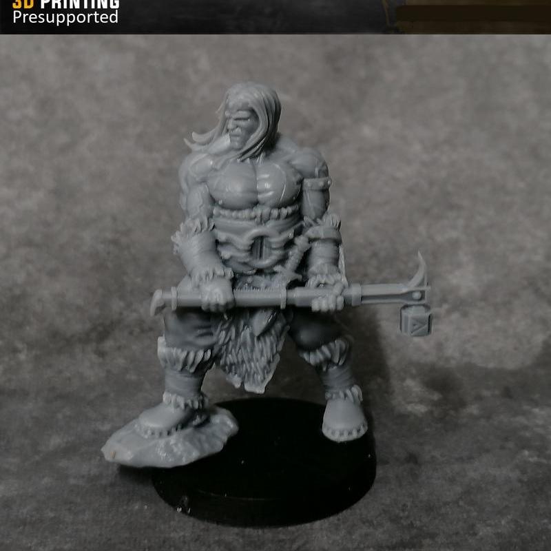 达尔英雄——沃夫人类野蛮人 3D打印模型|Heroes of the Dale – Wulf the Human Barbarian – 3D Print Model