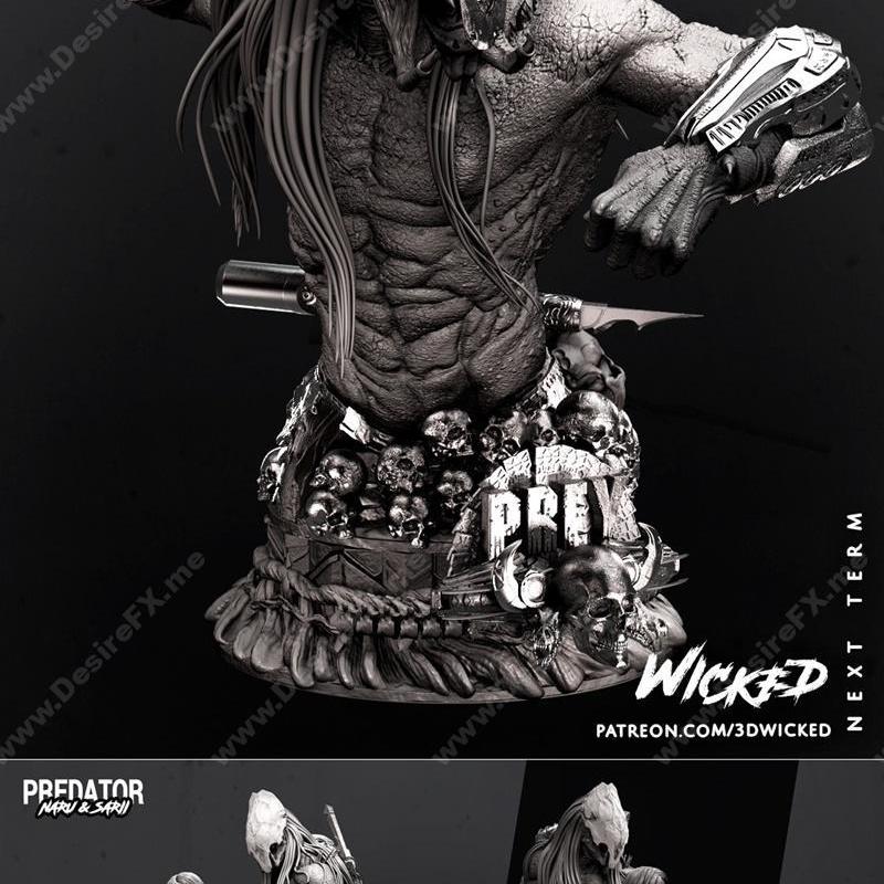 邪恶之徒 – 猎手与娜露 – 3D打印雕像模型|Wicked – Predator and Naru – Statue and Bust – 3D Print Model STL