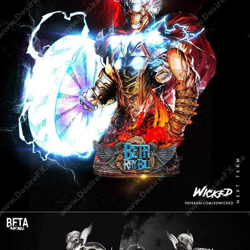 邪恶之徒：贝塔·雷·比尔3D打印雕塑模型|Wicked – Beta Ray Bill Statue and Bust – 3D Print Model STL