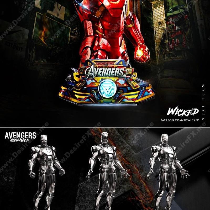 钢铁侠3D打印模型|Wicked – Iron Man Statue and Bust – 3D Print Model STL