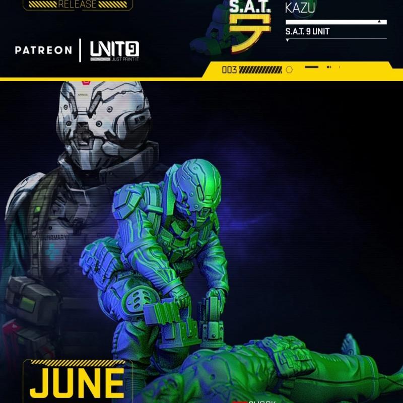 S.A.T.9单位 惊雷小队 3D打印模型|S.A.T. 9 unit, Shock Team squad – UNIT9 – 3D Print Model STL