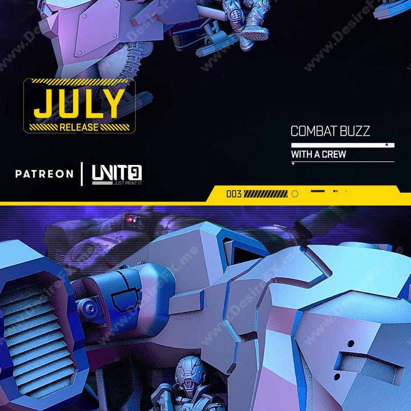 UNIT9 - 3D打印模型：战斗噪音中的团队协作角色设计|UNIT9 – Combat Buzz With A Crew – 3D Print Model