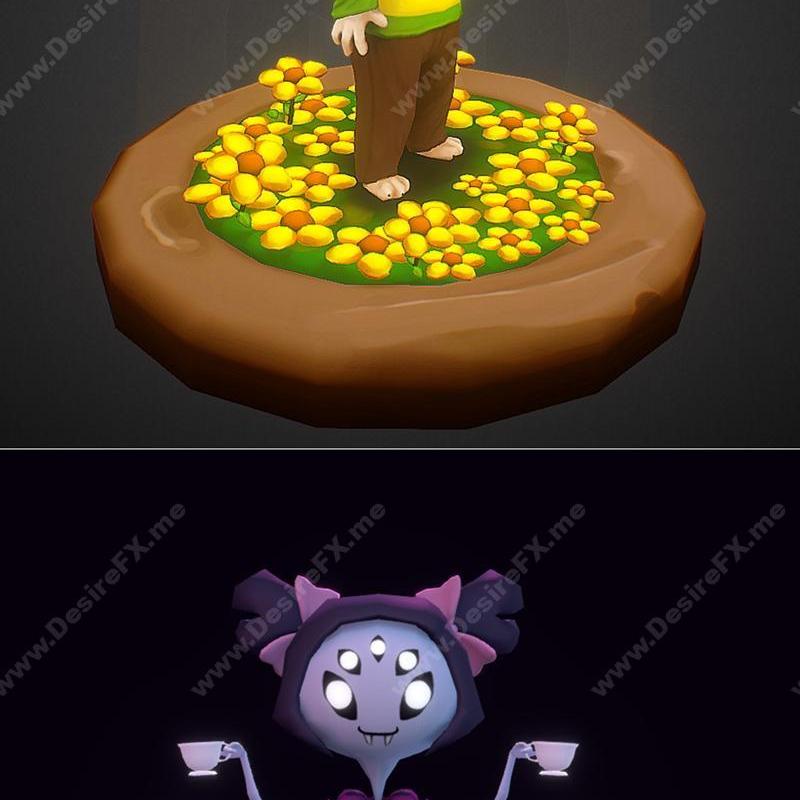 Kid Asriel与Muffet 3D打印模型|Kid Asriel and Muffet – 3D Print Model STL