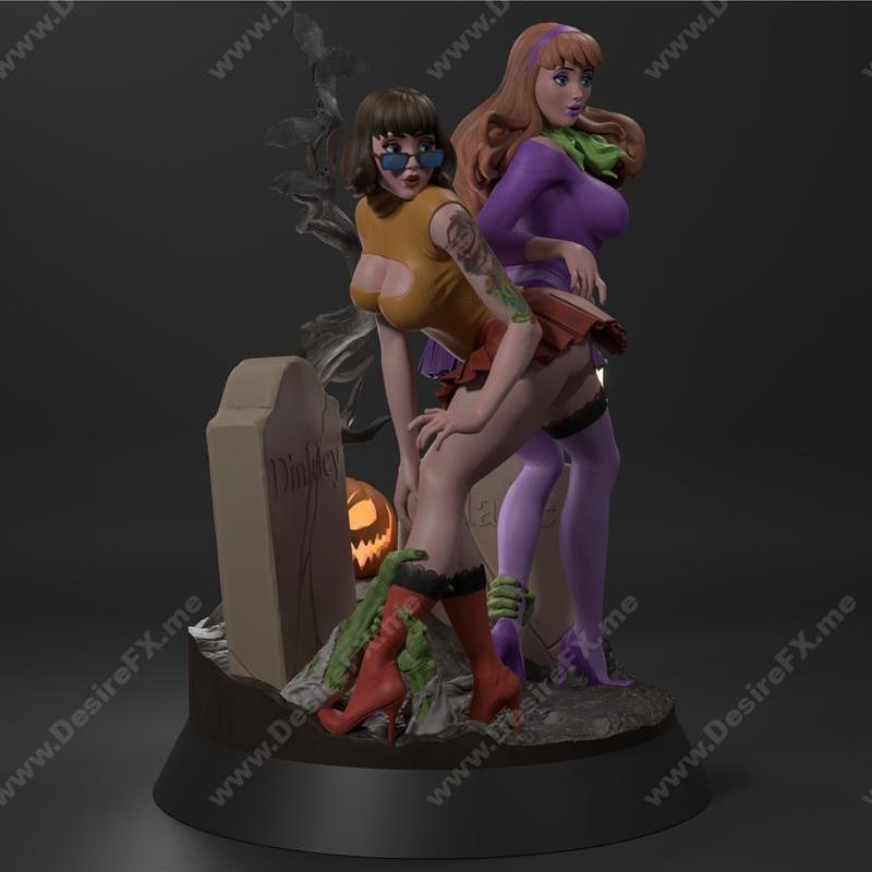 墓园的黛芬与韦尔玛 3D打印模型|Graveyard Daphne and Velma – 3D Print Model STL