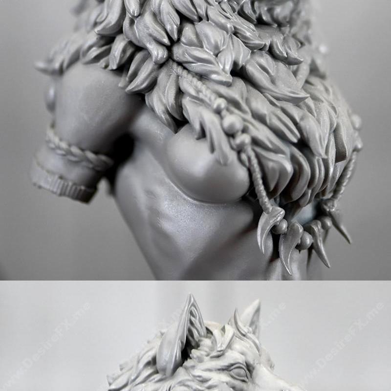 白狼酒馆3D打印模型：奥莱纳·狼人女王|White Werewolf Tavern – Oleana the Werewolf Queen Bust – 3D Print Model