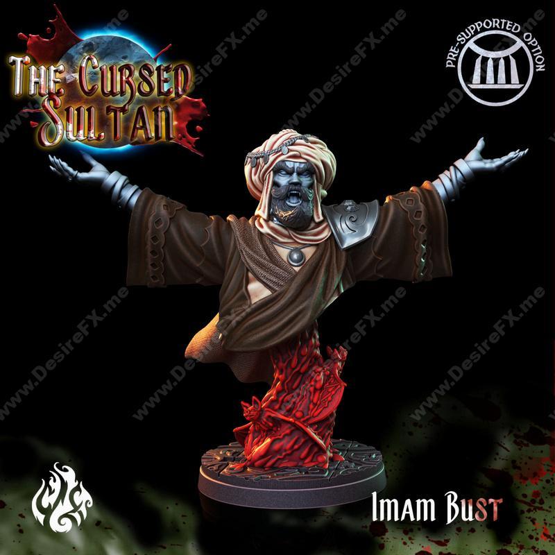 诅咒苏丹——Imam吸血鬼立牌3D打印模型|The Cursed Sultan – Imam Vampire Bust – 3D Print Model